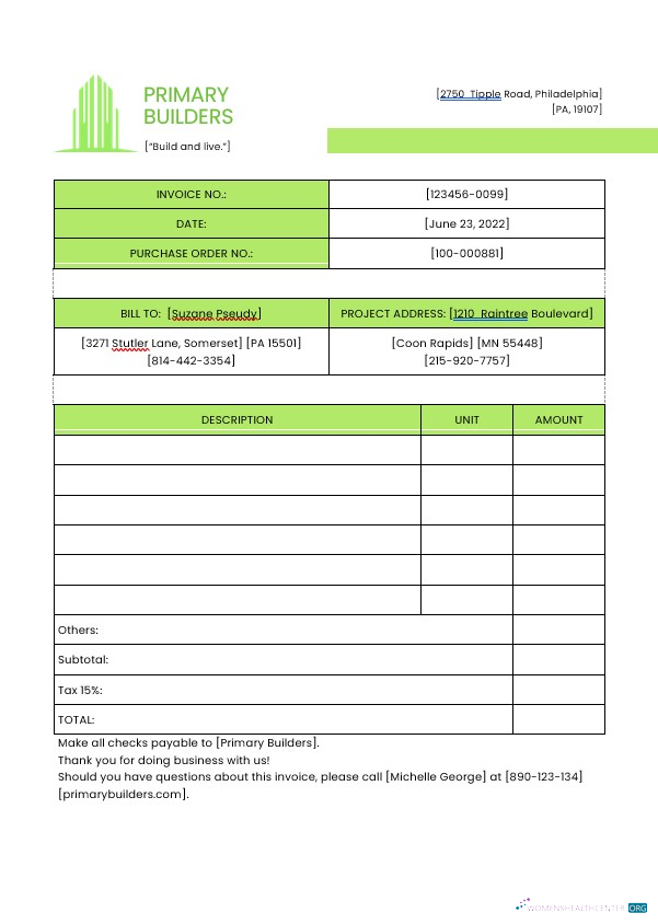 Download General Contractor Invoice Template Photoshop template